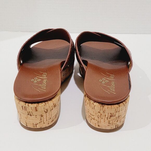 Patricia Nash Sandals Womens Size 8.5 M Luca Leather Slide Wedge Cognac Heels - Picture 7 of 16